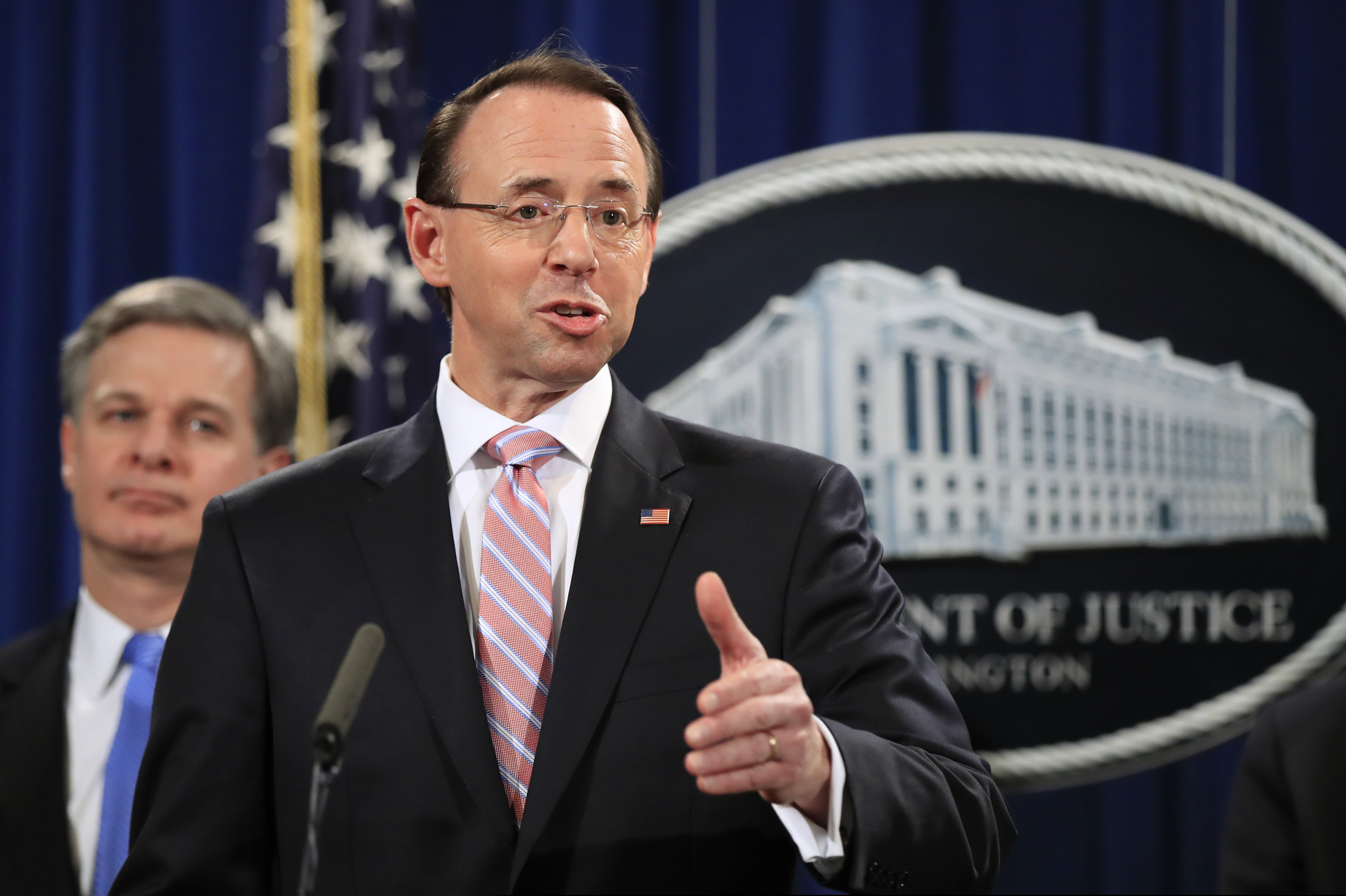 (Manuel Balce Ceneta | The Associated Press)  Deputy Attorney General Rod Rosenstein speaks during a news conference at the Department of Justice in Washington, Thursday, Dec. 20, 2018.
