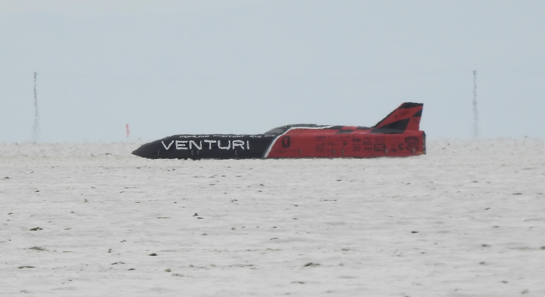 (Francisco Kjolseth  |  Tribune file photo) The all electric Venturi vehicle from Ohio State University takes a run during Speed Week at the Bonneville Salt Flats outside Wendover on Monday, Aug. 14, 2017.