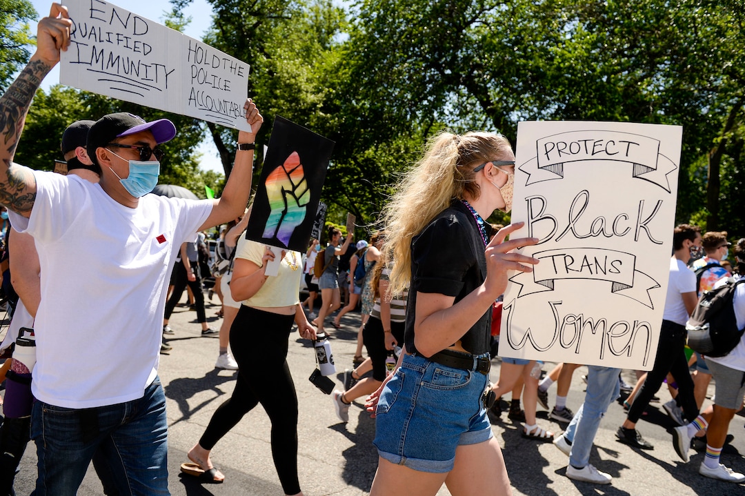 (Leah Hogsten  |  The Salt Lake Tribune) Over 1,000 Pride for Black Lives Matter supporters rallied at Liberty Park, Sunday, June 14, 2020 for over three hours before marching throughout Salt Lake City to join the Las Vidas Negras Importan Rally at Washington Square.