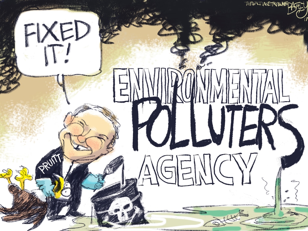 (Pat Bagley | The Salt Lake Tribune) This Pat Bagley cartoon, titled "Pollutionpalooza," appears in The Salt Lake Tribune on Monday, Oct. 9, 2017.