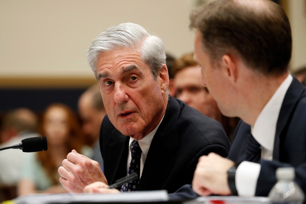 (Alex Brandon | AP Photo)Former special counsel Robert Mueller, accompanied by his top aide in the investigation Aaron Zebley, right, testifies before the House Intelligence Committee hearing on his report on Russian election interference, on Capitol Hill, Wednesday, July 24, 2019 in Washington.