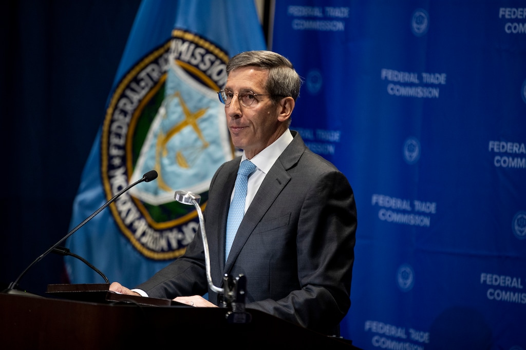 (Anna Moneymaker | The New York Times) Joseph Simons, chairman of the Federal Trade Commission, speaks at a news conference at the agency's headquarters in Washington, on Wednesday, Sept. 4, 2019. As part of a settlement with the FTC and New York’s attorney general, Google agreed to pay a record $170 million fine and to make changes to protect children’s privacy on YouTube, as regulators said the video site had knowingly and illegally harvested personal information from youngsters and used that data to profit by targeting them with ads.