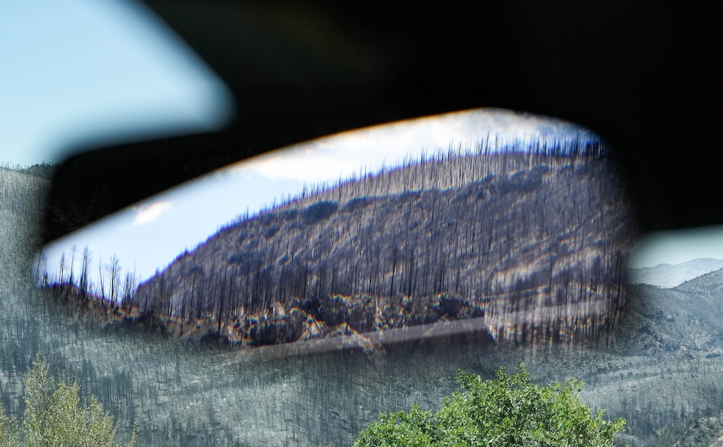 (Francisco Kjolseth | The Salt Lake Tribune) A tour of Eagle Point Resort, one of the smallest ski and snowboard areas in Utah, reveals what remains for one of the first areas to fall victim to the Cottonwood Fire in late June, pictured Thursday, July 9, 2026.