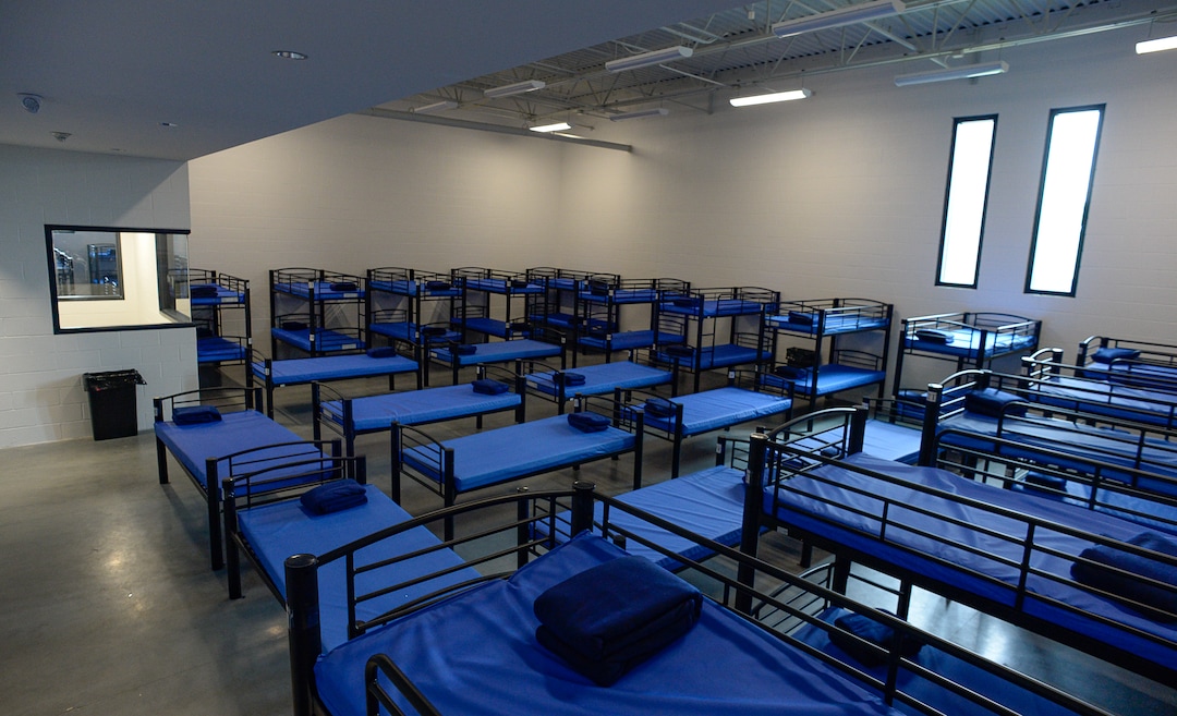 (Francisco Kjolseth  |  The Salt Lake Tribune)  Shelter the Homeless and Catholic Community Services of Utah (CCS) holds a public open house at the Gail Miller Resource Center on Friday, Sept. 6, 2019, with self-guided tours for the public to see the brand new building and learn about the services that will be provided there for both men and women. Pictured is one of four men's dorm rooms with a total of 160 beds for men.