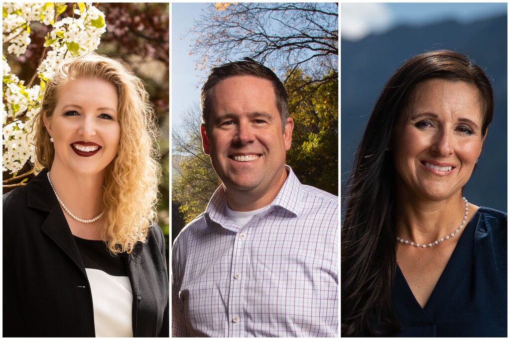 (Tribune file photos) From left, Laurie Stringham, Dave Alvord and Dea Theodore, who were all elected to the Salt Lake County Council in the Nov. 3, 2020 election.