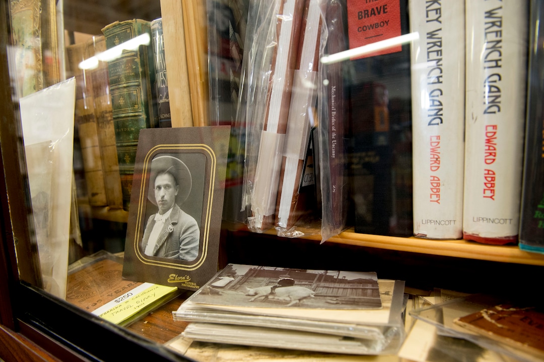 (Jeremy Harmon  |  The Salt Lake Tribune) Rare items are locked in a display case at Ken Sanders Rare Books in Salt Lake City on January 16, 2020.