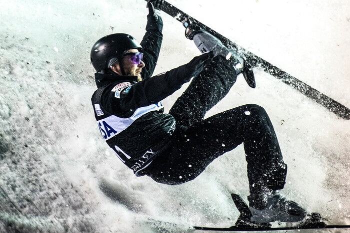 (Chris Detrick  |  The Salt Lake Tribune)  USA's Jonathon Lillis (11) competes in the Men's Aerial Finals during the FIS Visa Freestyle International Ski World Cup at Deer Valley Resort Friday, January 12, 2018.  Lillis finished in sixth place with a score of 72.85.