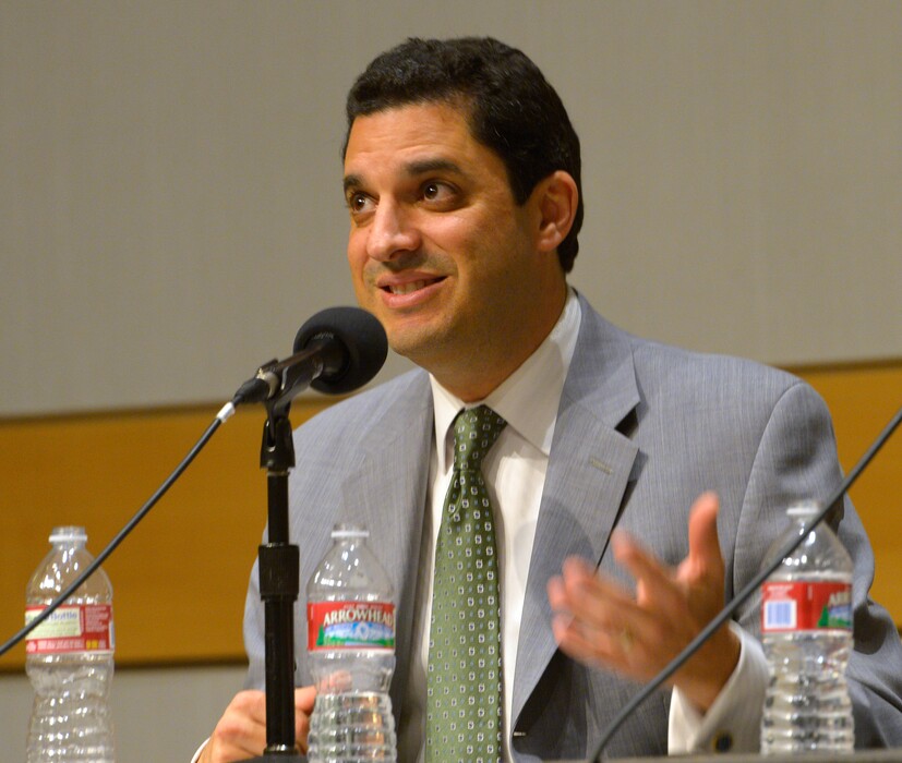 Rick Egan  |  The Salt Lake Tribune

David Silverman talks about belief in religion as a form of brainwashing, during a panel discussion at the Salt Lake Library, Wednesday, April 16, 2014.