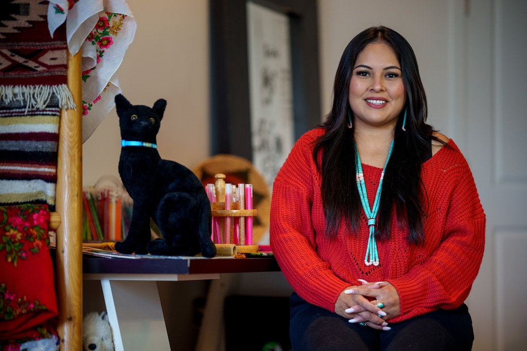 (Trent Nelson  |  The Salt Lake Tribune) Mickaela Allison makes beaded Navajo pet collars with her business Keikis Collection in Salt Lake City on Thursday, April 24, 2025.
