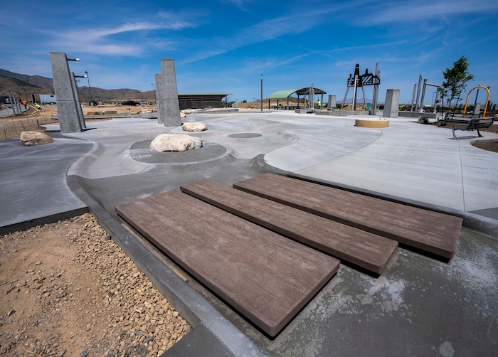 (Rick Egan | The Salt Lake Tribune) The playground at Magna Regional Park, photographed on June 17, 2021, is under construction, but the park has an estimated opening date in August.