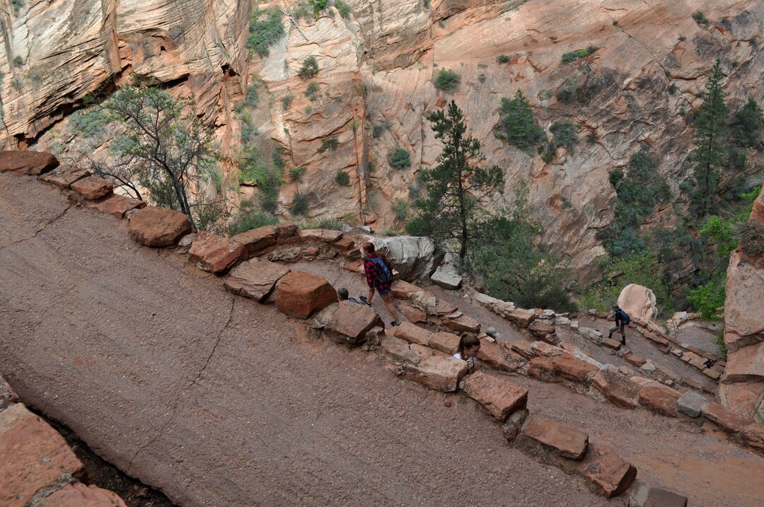 Erin Alberty  |  The Salt Lake TribuneHikers climb Walter's Wiggles, a series of switchbacks ascending out of Refrigerator Canyon en route to Angels Landing.