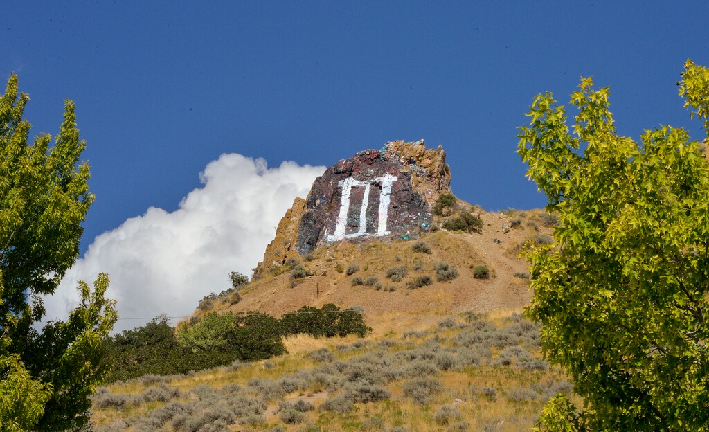 (Chris Samuels | The Salt Lake Tribune) The H Rock, photographed Monday, Aug. 15, 2022 in Salt Lake City, was altered to show a large Roman numeral "III." According to family friends, the siblings of John Richards III painted the Highland High School spirit symbol in memory of their brother who died a year ago.