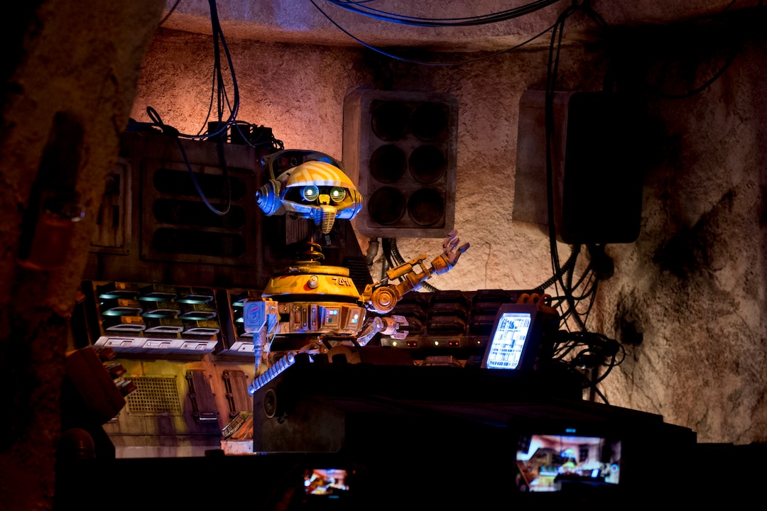 (Jeremy Harmon  |  The Salt Lake Tribune) DJ R-3X plays music at Oga's Cantina in Black Spire Outpost at Star Wars: Galaxy's Edge in Anaheim, Ca. on Wednesday, May 29, 2019. The cantina is reminiscent of the one in the original Star Wars film from 1977.
