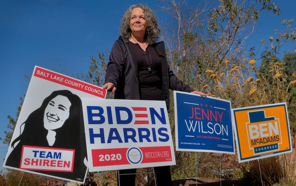 (Leah Hogsten  |  The Salt Lake Tribune) Jody England Hansen is one of hundreds of Utah women who has supported Joe Biden's presidential campaign with her pocket book, as a new campaign finance analysis shows that Biden has out-raised President Donald Trump among women voters in Utah. Hansen, a Latter-day Saint and a registered Republican, has donated more than $200 over the election cycle to the candidate.