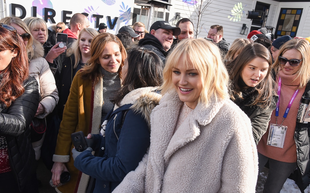 (Francisco Kjolseth  |  The Salt Lake Tribune)  Jordana Spiro, left, and Malin Akerman are mobbed by fans as the Sundance Film Festival kicks into high gear along Main street in Park City on Friday, Jan. 25, 2019, with fans hoping to snap a selfie with a celebrity, autograph seekers, paparazzi and locals.