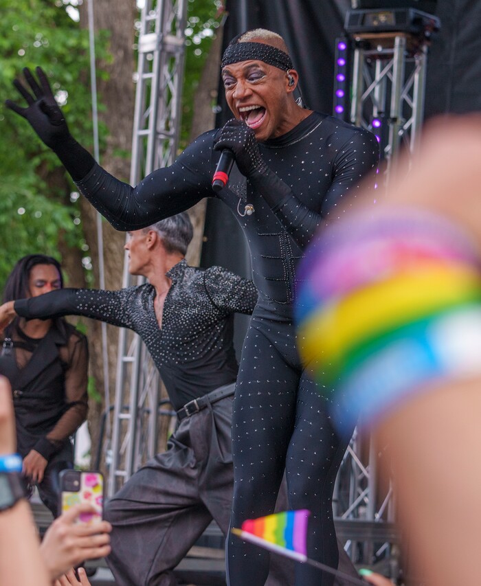 (Leah Hogsten | The Salt Lake Tribune)  OneUpDuo performs at the Utah Pride Festival at Washington Square, Saturday, June 4, 2022. 