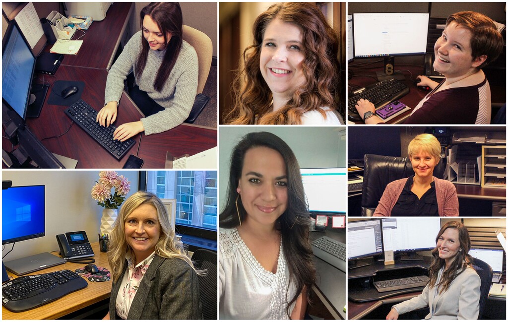 (Squire) A handful of female employees at Squire, a Utah-based accounting firm, working in their preferred environment. Squire has been making an effort to address the gender wage gap at their firm. In Utah, women make about 30% less than their male counterparts. 

From left to right: Katelyn Webb, Jonyce Bullock, Linda Edlund, Sheila Sawka, Venetia Basilio, Michelle Sheets and Savannah Whetman