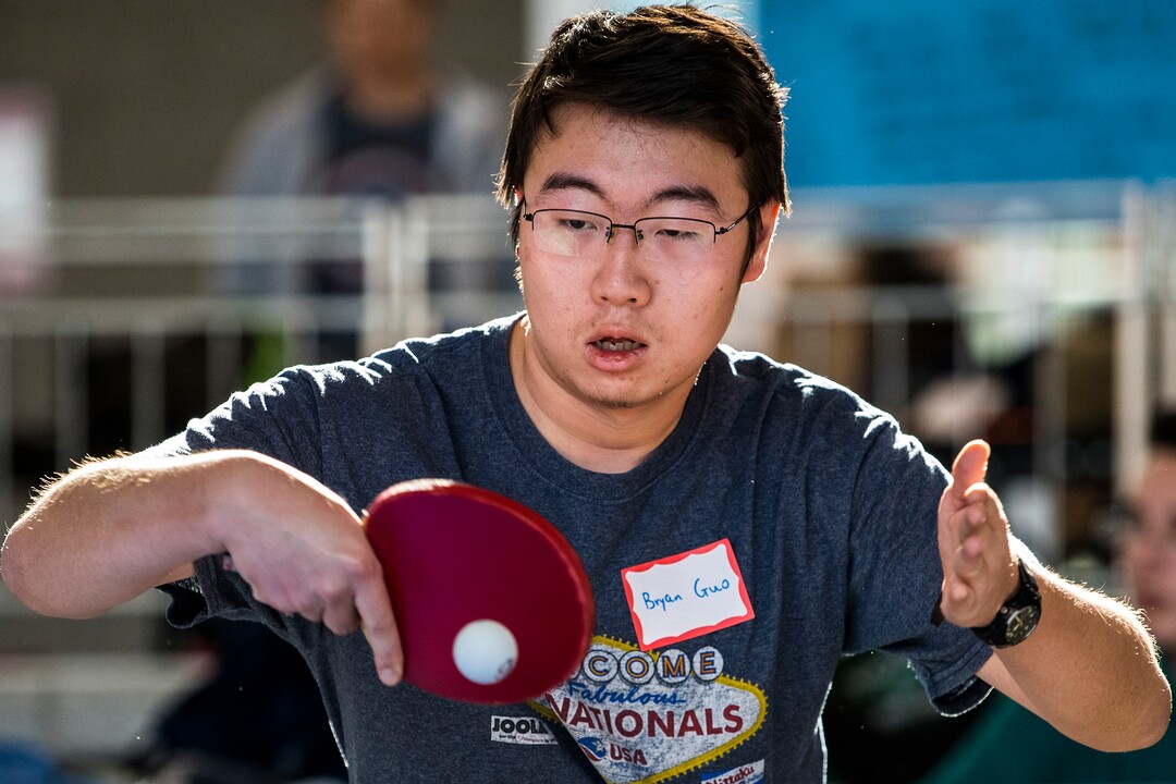 (Chris Detrick  |  The Salt Lake Tribune)  Hillcrest junior Bryan Guo competes during the first state-wide Utah High School Table Tennis Tournament at Granger High School Saturday, January 13, 2018.  Organized by math teacher Walter Poelzing and sponsored by Salt Lake City Table Tennis, 46 high school students from all over the state competed. ÒPing Pong is not just a garage game, itÕs a serious sport,Ó said Walter Poelzing, math teacher at Granger High School and organizer of the Invitational. ÒWhen you look internationally, itÕs one of the top sports played around the world, along with soccer. Here in Utah, table tennis is just beginning, but we have a few top national players in our state. WeÕre excited to host this special event; these high school kids are intense, focused and committed to win.ÓSchools participating include Hillcrest, Brighton, Granger, Skyline, Waterford, Syracuse, Cottonwood, American Fork, Bingham,Taylorsville, Itineris Early College High School and Wasatch.