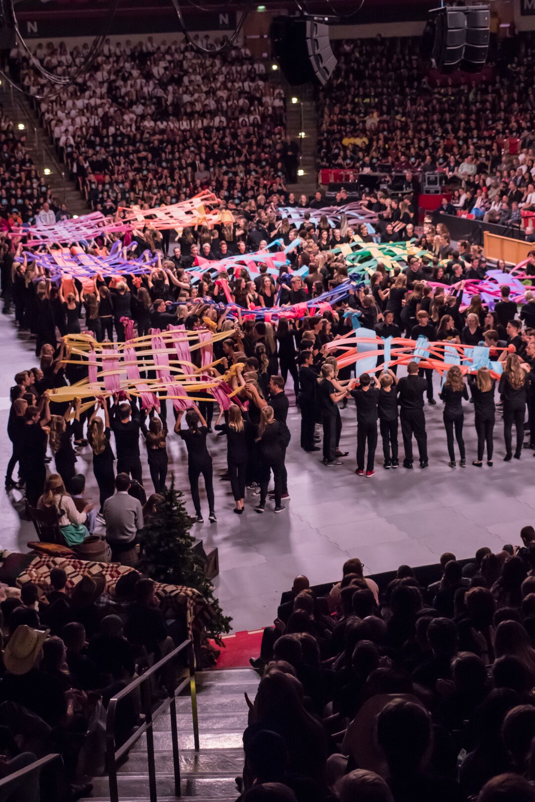 (Courtesy of the LDS Church) The day before the Cedar City Utah Temple was dedicated, 3,500 youth danced and sang in a cultural celebration in the America First Event Center on the campus of Southern Utah University. They presented the history of the Church in Cedar City and the surrounding area with the theme “A Light on a Hill, Iron in Our Will.”