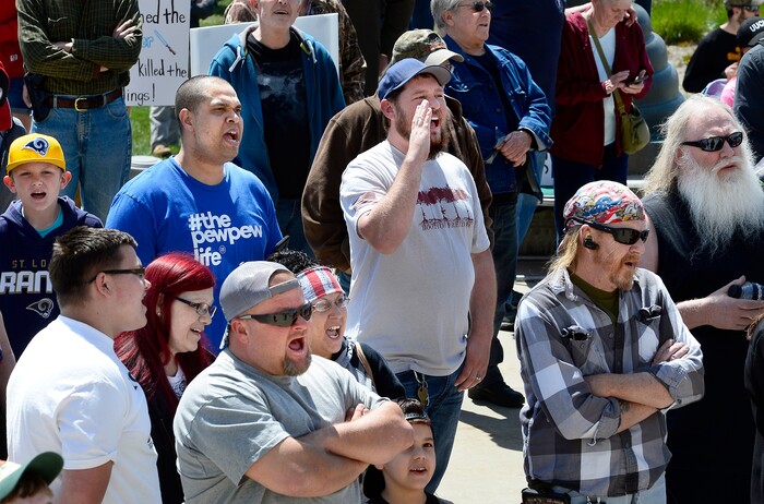 (Scott Sommerdorf | The Salt Lake Tribune)
A group calling themselves Citizens and Students For Liberty (SFL) gathered at the Utah State Capitol on Saturday to show their support for the Second Amendment, Saturday, April 14, 2018.