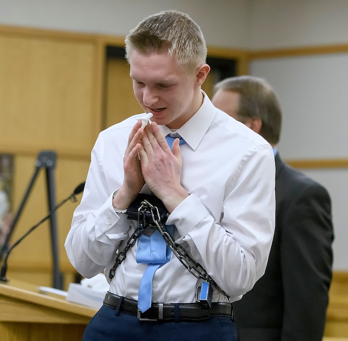 (Eli Lucero  |  Pool Photo)  Jayzon Decker walks back to his seat after speaking during his sentencing hearing for attempted aggravated murder and obstructing justice, Wednesday, Feb. 7, 2018, in Logan, Utah. Decker received a sentence of 15 years to life for planning and being present at the shooting of Deserae Turner in February 2017, and leaving her for dead in a dry irrigation canal in Smithfield, Utah.