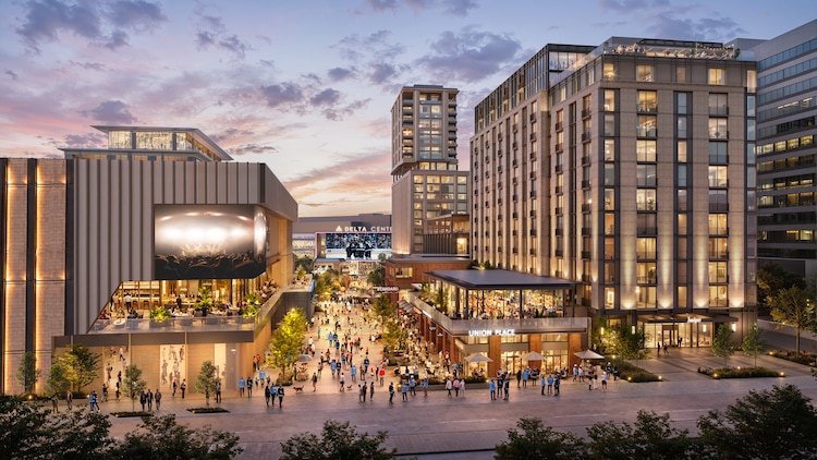 (Smith Entertainment Group) Renderings of SEG's downtown sports district.