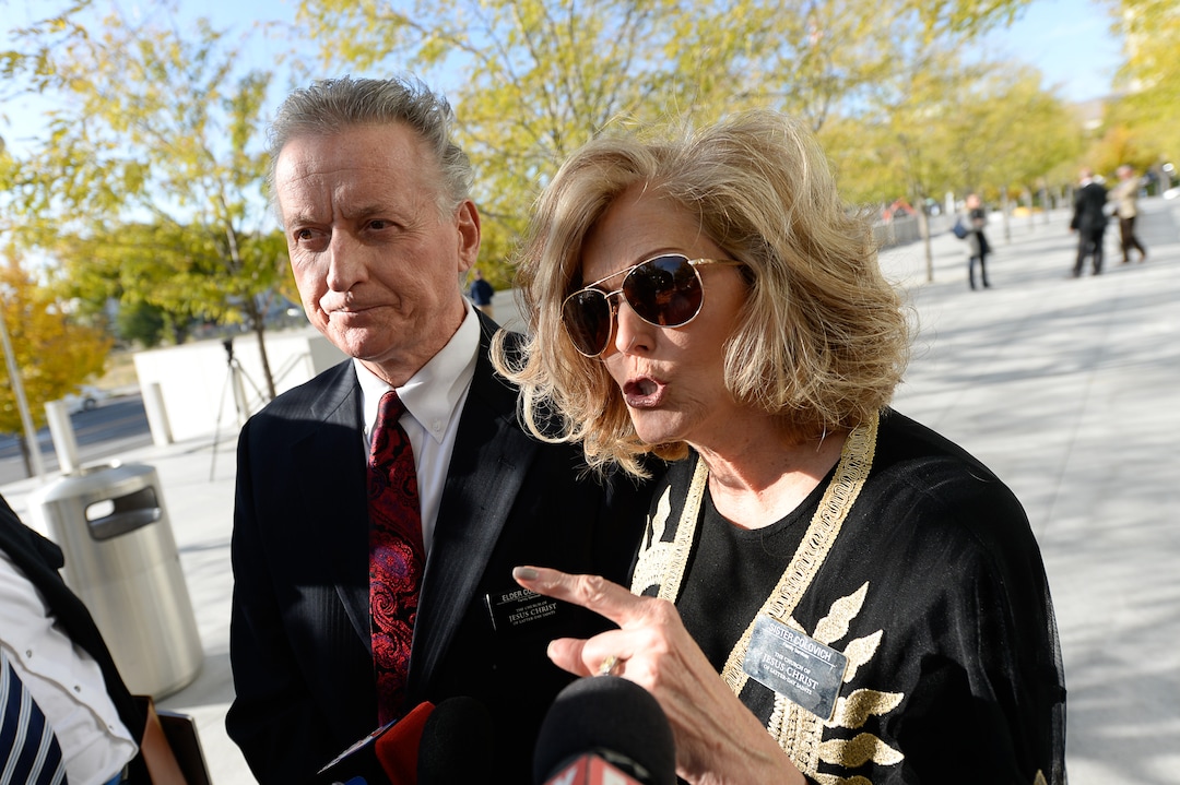 (Francisco Kjolseth  |  The Salt Lake Tribune)  Brad and Mary Colovich, who do not consider themselves victims of convicted fraudster Rick Koerber and were hoping to testify in his support despite losing money when they invested with him, speak to the media following his sentencing in Federal Court in Salt Lake City on Tuesday, Oct. 15, 2019, where he received 14 years in prison.