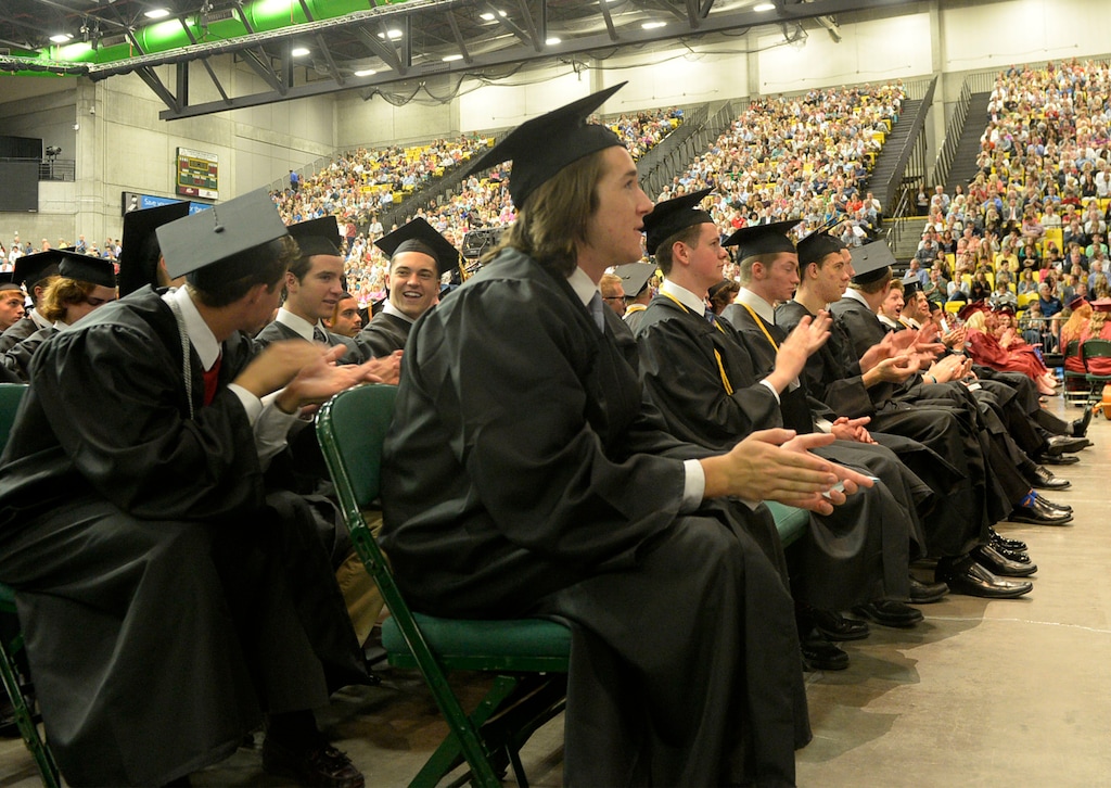 (Al Hartmann |  Tribune file photo) The graduating class of Lone Peak High School in 2015.