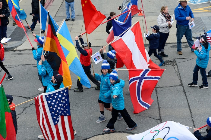 Scott Sommerdorf | The Salt Lake Tribune
Park City's Olympic and Paralympic parade heads down Main Street, Friday, April 6, 2018. The parade celebrates the accomplishments of Park City-based Olympians. Local athletes wrapped up the PyeongChang Winter Games by earning one silver and two bronze medals.