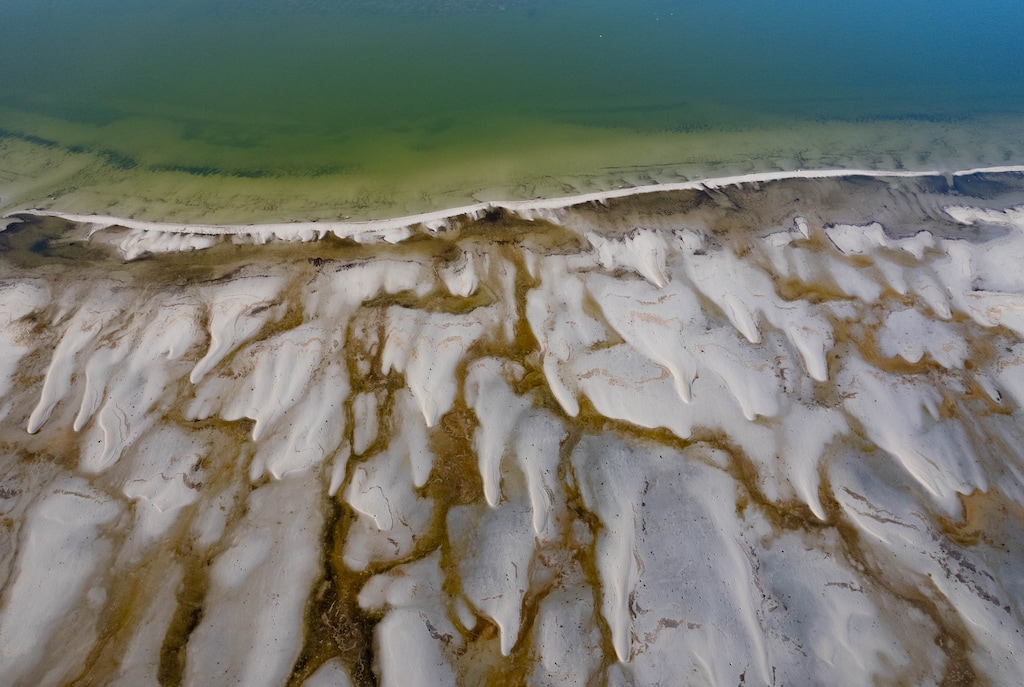 (Francisco Kjolseth | The Salt Lake Tribune) The receding shoreline near the Great Salt Lake Marina, on Friday, December 29, 2023. A lawmaker proposed a bill that would prevent the Great Salt Lake from being legally recognized as a person, which would grant it the same rights that individuals have under Utah law.