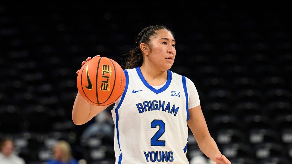 (Tyler Tate | AP) Brigham Young guard Sydney Benally looks to pass the ball during the first half of a game against Washington State on Dec. 3, 2025, in Salt Lake City.