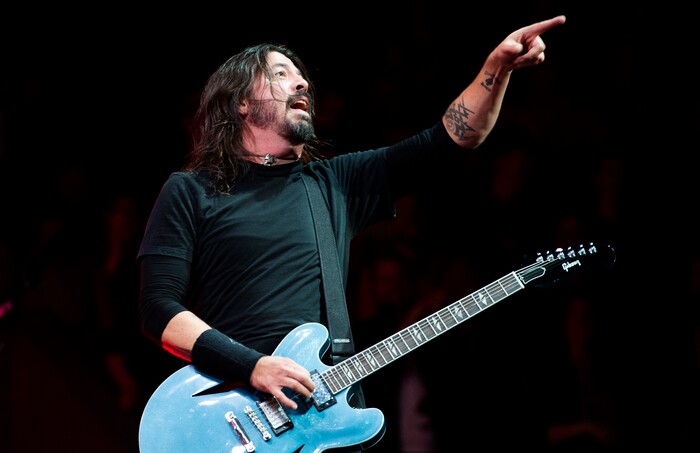 (Leah Hogsten  |  The Salt Lake Tribune)  The Foo Fighters rock the crowd at Vivint Smart Home Arena to debut their latest studio album, "Concrete and Gold" in Salt Lake City, December 12, 2017.
