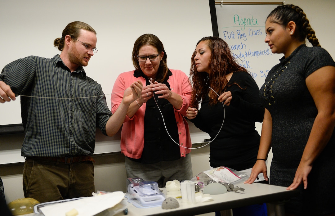 (Francisco Kjolseth  |  The Salt Lake Tribune)  Kevin Buckingham with Nelson Laboratories talks about FDA regulations on medical devices during a class for single mothers participating in the Invest in You Too program, a 13-week course that helps single mothers build skills in medical manufacturing and job readiness to open the doors for employment. Currently, several students in the second cohort who are experiencing intergenerational poverty are taking steps to break the cycle. Some of the students have also experienced homelessness, domestic abuse and drug addiction.