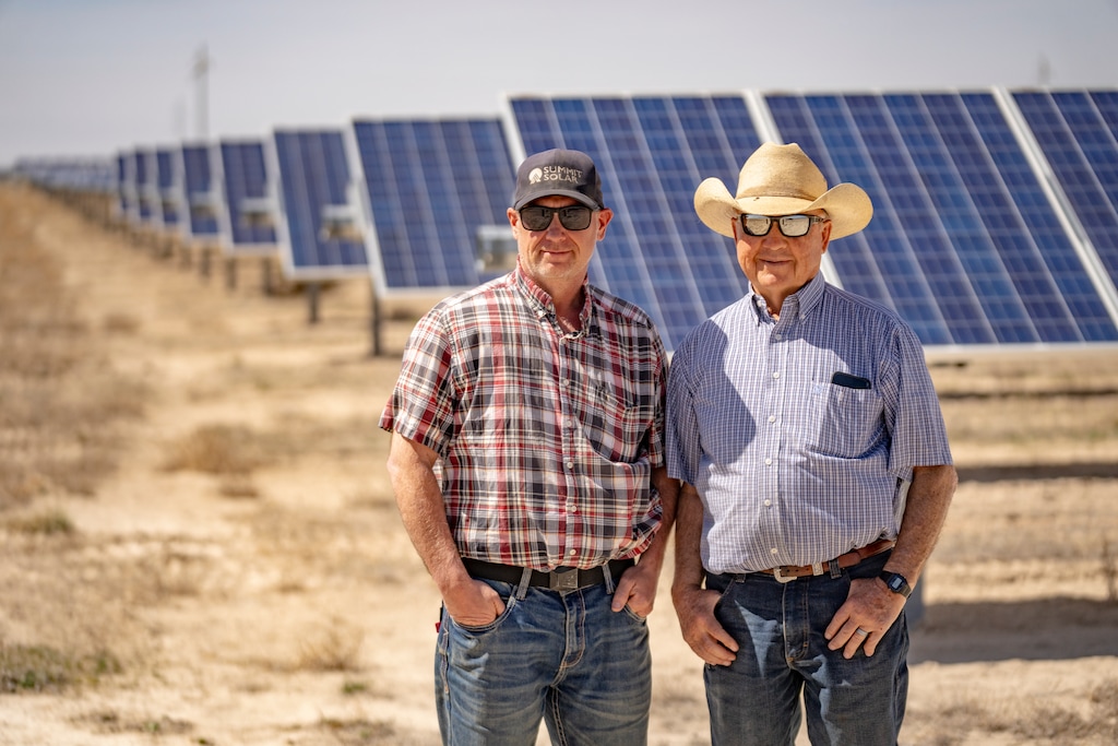 (Rick Egan | The Salt Lake Tribune) Greg and Landon Kesler at the family's Double Dollar Ranch in Holden on March 26, 2026. Greg Kesler leases about 1,100 acres of his ranch to solar projects as an extra source of income.