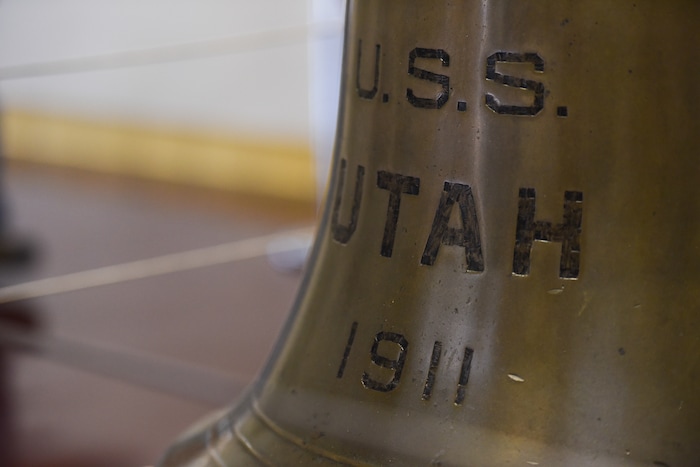 (Francisco Kjolseth  |  The Salt Lake Tribune)  On Dec. 7, the bell from the USS Utah, one of the first ships lost during the attack on Pearl Harbor back in 1941, returns home, placed on public display in the Naval Science building at the University of Utah.