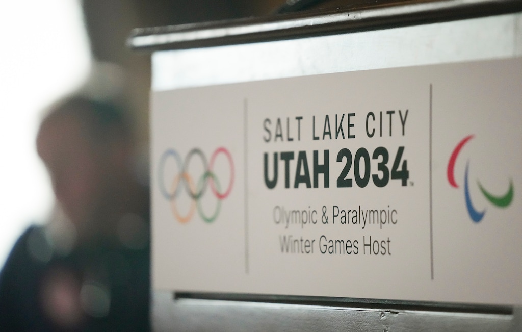 (Bethany Baker  |  The Salt Lake Tribune) State officials announce the formation of the organizing committee for the 2034 Olympics during a news conference at the Utah Capitol in Salt Lake City on Friday, Feb. 14, 2025.