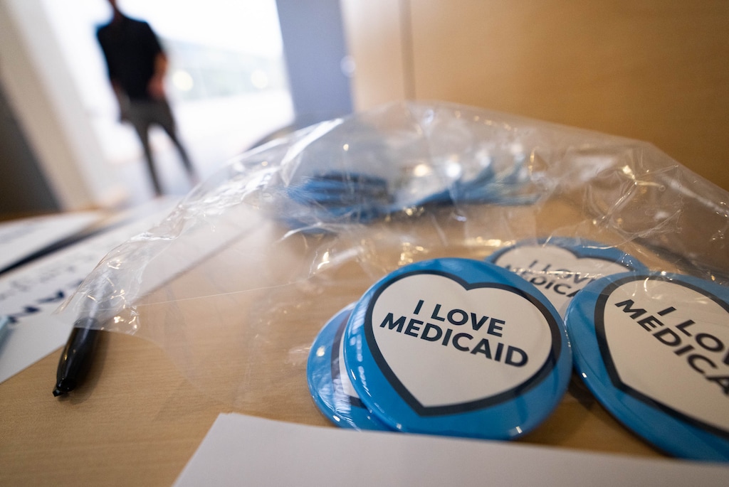 (Francisco Kjolseth  | The Salt Lake Tribune) The Utah Department of Health and Human Services holds a public hearing in Salt Lake City on a proposal to impose work  requirements on Medicaid recipients on Wednesday, May 14, 2025.