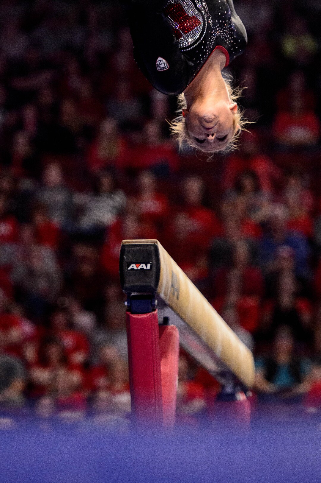 (Trent Nelson  |  The Salt Lake Tribune) Utah's Abby Paulson on the beam at the Best of Utah NCAA Gymnastics Meet in West Valley City on Saturday, Jan. 11, 2020.