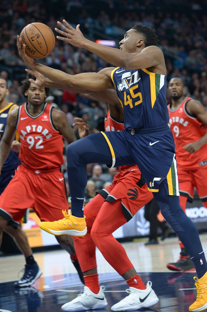 (Leah Hogsten  |  The Salt Lake Tribune) The Utah Jazz lead the Toronto Raptors 54-53 at Vivint Smart Home Arena, Friday, November 3, 2017