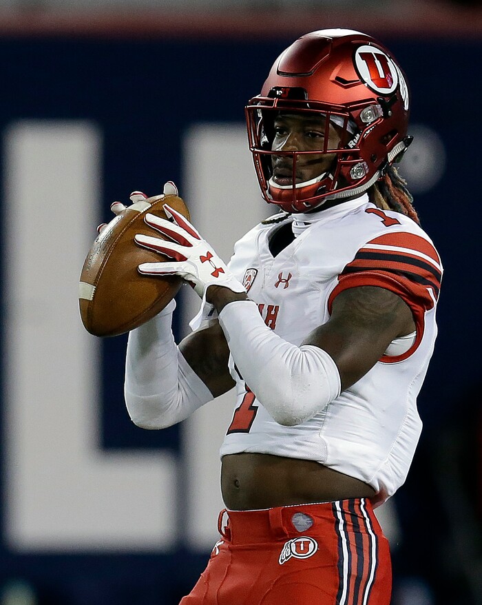 Utah defensive back Boobie Hobbs (1) in the first half during an NCAA college football game against Arizona, Friday, Sept. 22, 2017, in Tucson, Ariz. (AP Photo/Rick Scuteri)