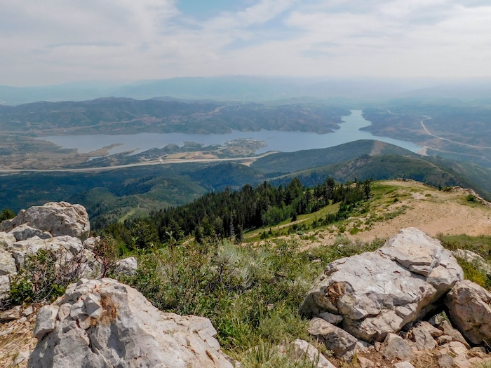 (Erin Alberty|The Salt Lake Tribune) Jordanelle Reservoir stretches out below Bald Mountain at Deer Creek Resort. Photo taken Aug. 6, 2017.