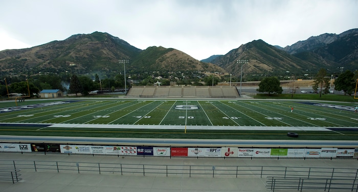 (Rick Egan  |  The Salt Lake Tribune)  Skyline Football field Wednesday, August 8, 2017.