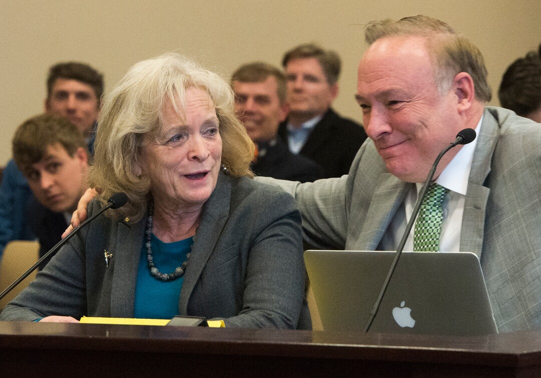 (Rick Egan  |  The Salt Lake Tribune)  Gayle Ruzicka, Utah Eagle Forum, jokes as she speaks in support of Sen. Jim Dabakis  bill, SJR16 during a Senate Education Committee meeting at the Capitol, Friday, March 2, 2018.
