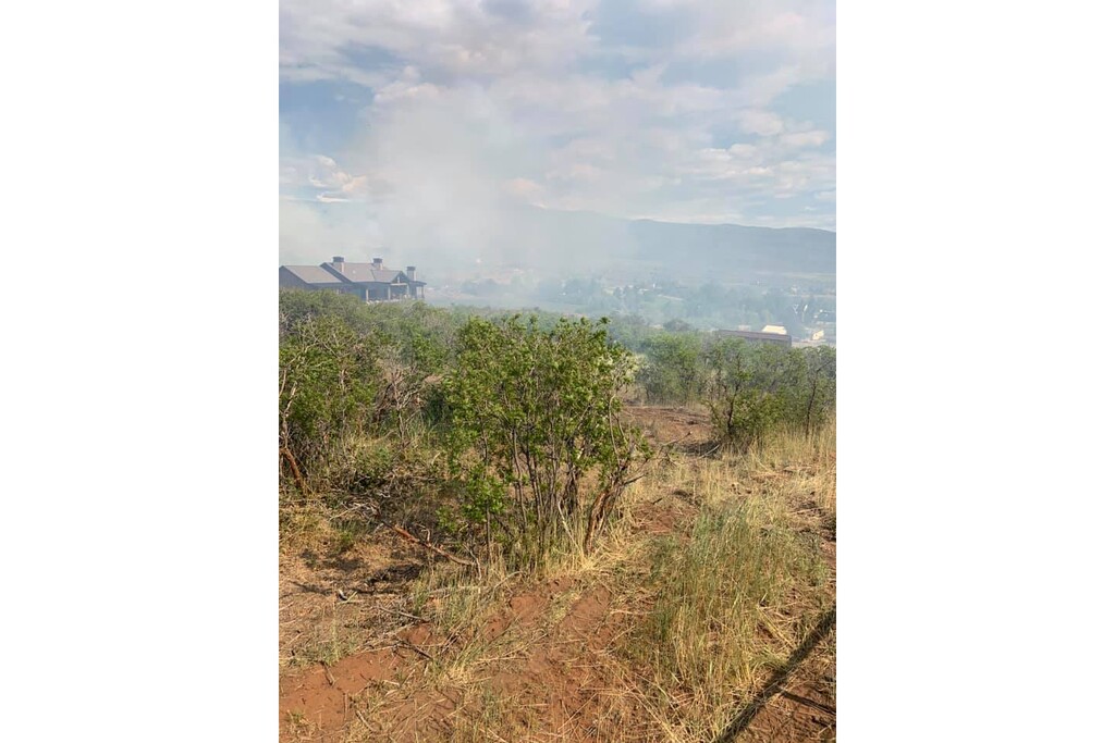 (Photo courtesy of the Wasatch County Fire District)  The Little Pole Fire is shown burning in Heber City on Monday, May 31, 2021.