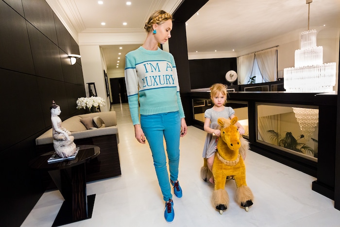 (Courtesy of Sundance Institute | photo by Lauren Greenfield) Ilona (left) and her four-year-old daughter Michelle, photographed in their home in Moscow in 2012, an image from Lauren Greenfield's "Generation Wealth," which will screen in the Documentary Premieres program of the 2018 Sundance FIlm Festival.