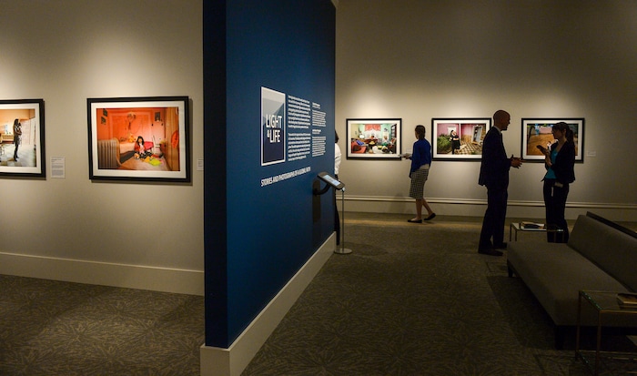 (Leah Hogsten | The Salt Lake Tribune) "Light & Life: Stories and Photographs of a Global Faith" presents large-scale images taken by The Church of Jesus Christ of Latter-day Saints staff photographers Cody Bell and Leslie Nilsson as they captured the lives of 34 church members in 24 countries, Thursday, May 17, 2018. The new photography exhibit and paintings created by Argentine artist Jorge Cocco Santángelo are on display at the Church History Museum.