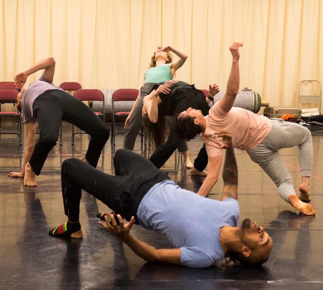 (Rick Egan  |  The Salt Lake Tribune)     Bashaun Williams,  and the Ririe-Woodbury dancers rehearse for their show next week, and for their upcoming international tour to South Korea and Mongolia. Wednesday, April 18, 2018.