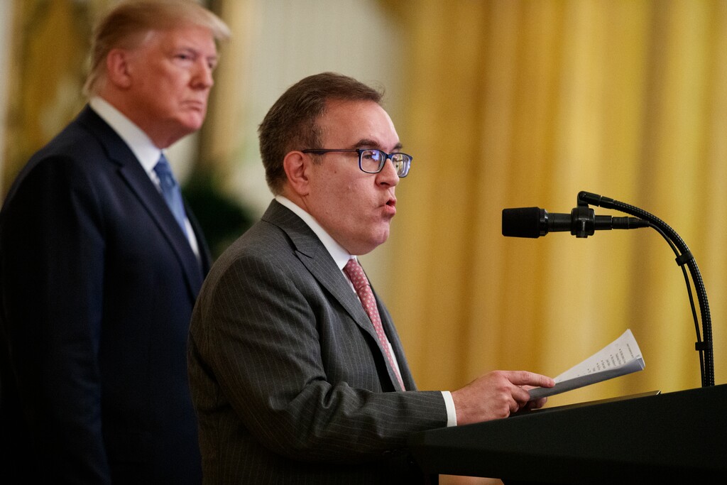 (Evan Vucci | AP file photo)  President Donald Trump listens as Environmental Protection Agency Administrator Andrew Wheeler speaks during an event on the environment in the East Room of the White House in Washington on July 18, 2019.