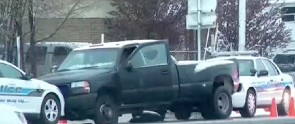 (Photo courtesy KUTV) A Unified police officer shot and killed a man in Magna on the morning of Tuesday, April 17, 2018, after he allegedly held a woman hostage in his truck.