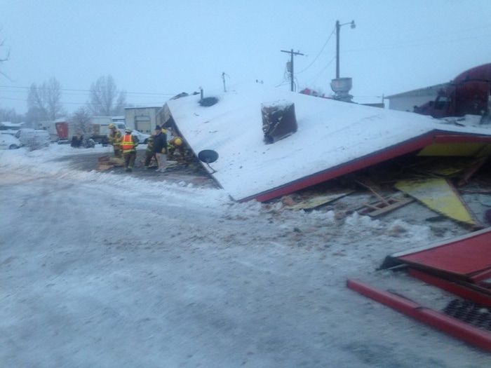 (Photo courtesy Welington Police) A semi truck crashed Wednesday into the Los Jilbertos restaurant in Wellington, Utah, a Carbon County town about 8 miles southeast of Price. No serious injuries were reported.